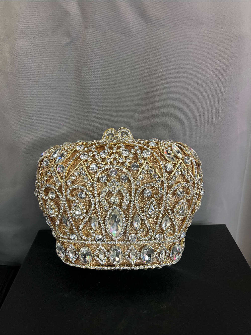 Gold Jeweled Crown Evening Clutch - Designer-Inspired